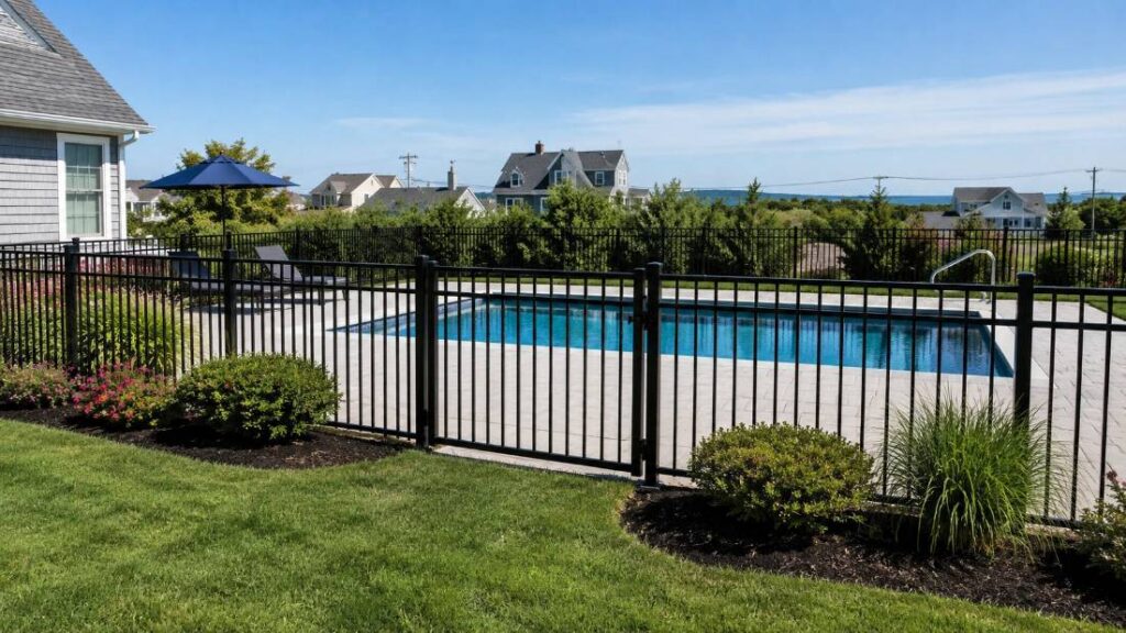 Aluminum pool fence installation in Brick NJ Ocean County